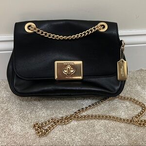Coach Black and Gold Crossbody Bag with Luxurious Chain